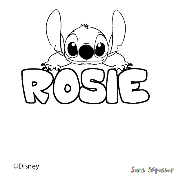 Coloriage pr&eacute;nom ROSIE - d&eacute;cor Stitch