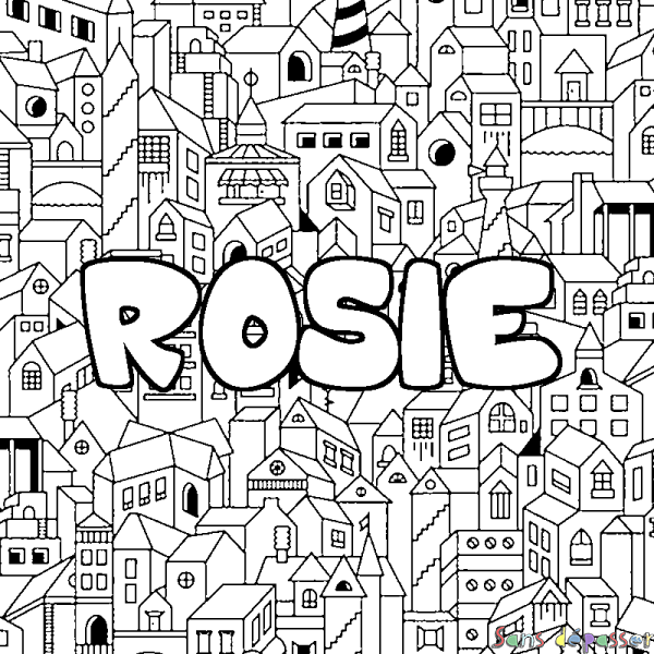 Coloriage prénom ROSIE - d&eacute;cor Ville