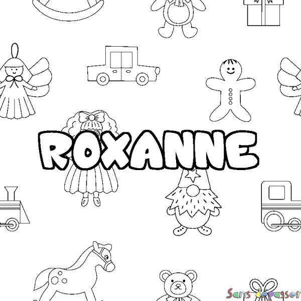 Coloriage prénom ROXANNE - d&eacute;cor Jouets