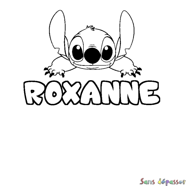 Coloriage prénom ROXANNE - d&eacute;cor Stitch