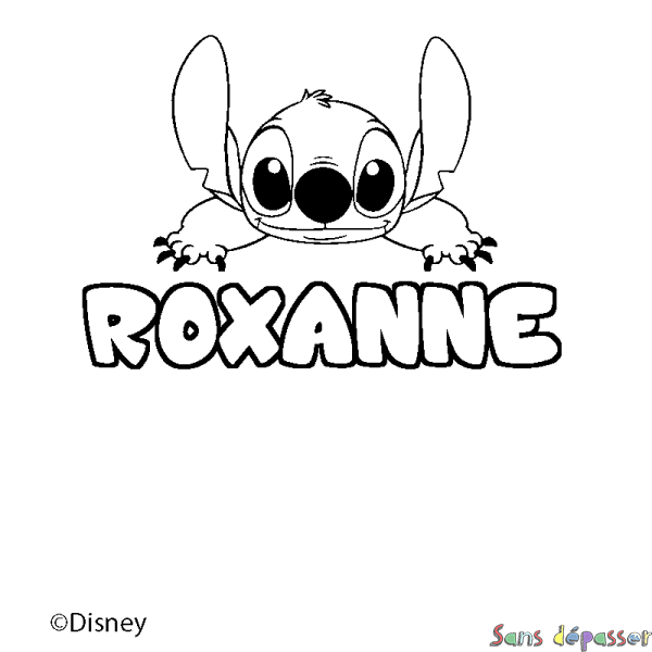 Coloriage pr&eacute;nom ROXANNE - d&eacute;cor Stitch
