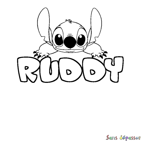 Coloriage prénom RUDDY - d&eacute;cor Stitch