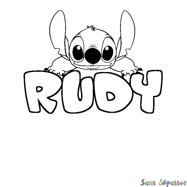 Coloriage prénom RUDY - d&eacute;cor Stitch