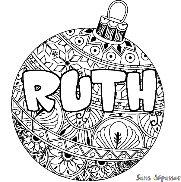 Coloriage pr&eacute;nom RUTH - d&eacute;cor Boule de No&euml;l