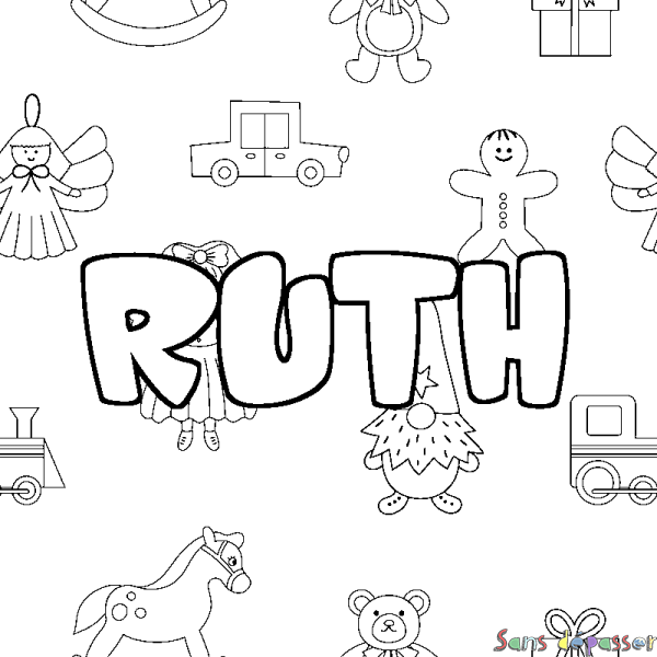 Coloriage prénom RUTH - d&eacute;cor Jouets