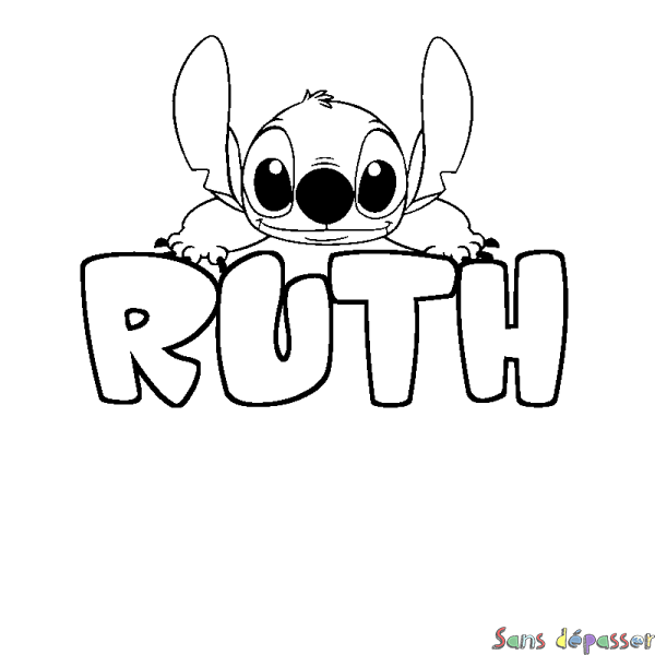 Coloriage prénom RUTH - d&eacute;cor Stitch