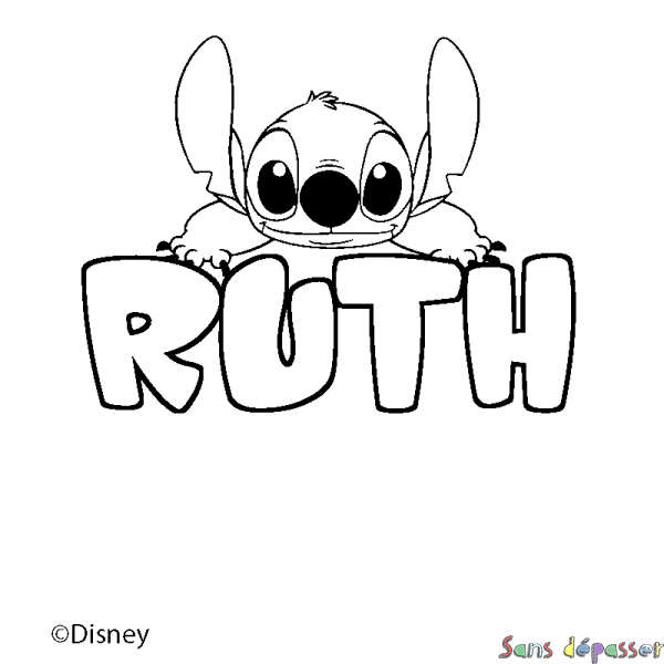 Coloriage pr&eacute;nom RUTH - d&eacute;cor Stitch