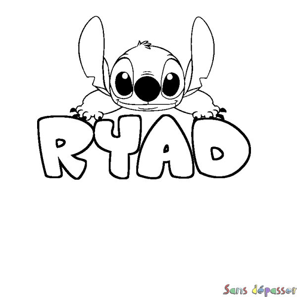 Coloriage prénom RYAD - d&eacute;cor Stitch