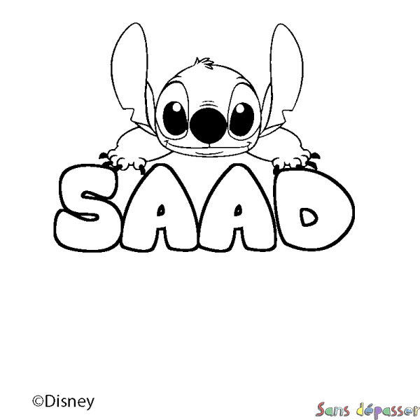 Coloriage pr&eacute;nom SAAD - d&eacute;cor Stitch