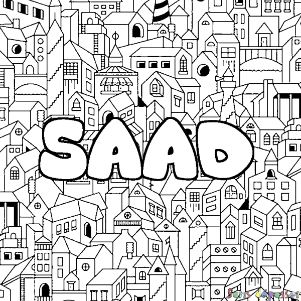 Coloriage prénom SAAD - d&eacute;cor Ville
