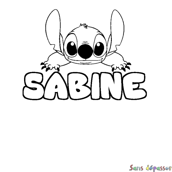 Coloriage prénom SABINE - d&eacute;cor Stitch