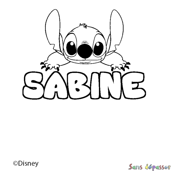 Coloriage pr&eacute;nom SABINE - d&eacute;cor Stitch