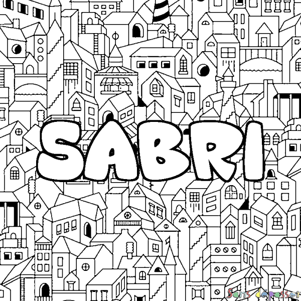 Coloriage prénom SABRI - d&eacute;cor Ville