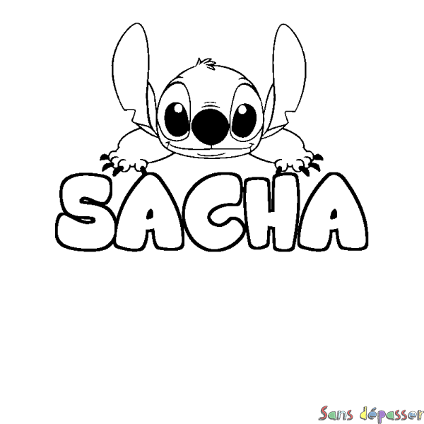 Coloriage prénom SACHA - d&eacute;cor Stitch
