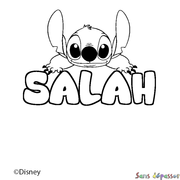 Coloriage pr&eacute;nom SALAH - d&eacute;cor Stitch