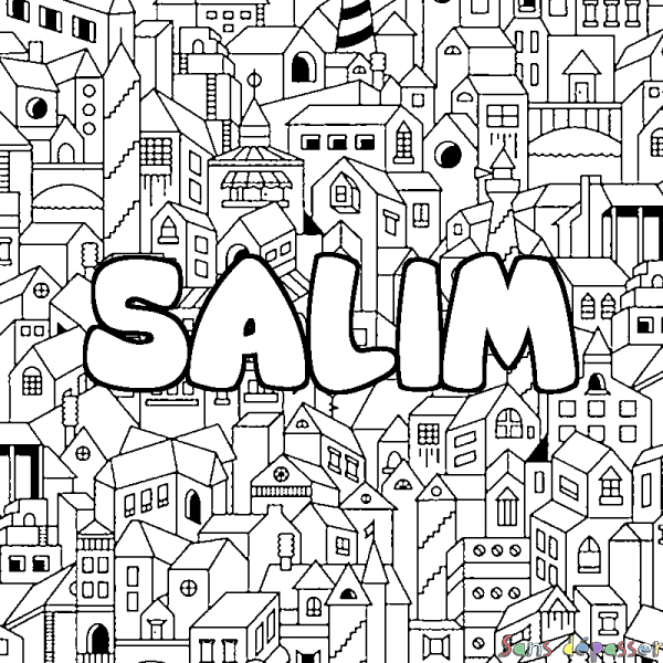 Coloriage prénom SALIM - d&eacute;cor Ville