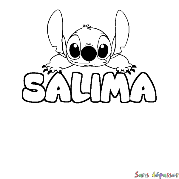 Coloriage prénom SALIMA - d&eacute;cor Stitch