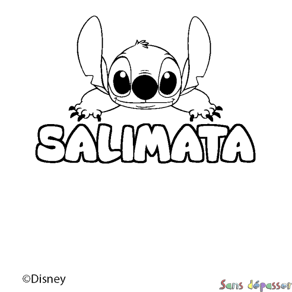 Coloriage pr&eacute;nom SALIMATA - d&eacute;cor Stitch