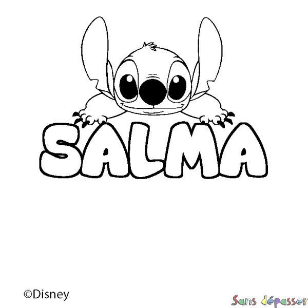 Coloriage pr&eacute;nom SALMA - d&eacute;cor Stitch