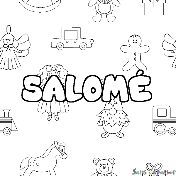 Coloriage pr&eacute;nom SALOM&Eacute; - d&eacute;cor Jouets