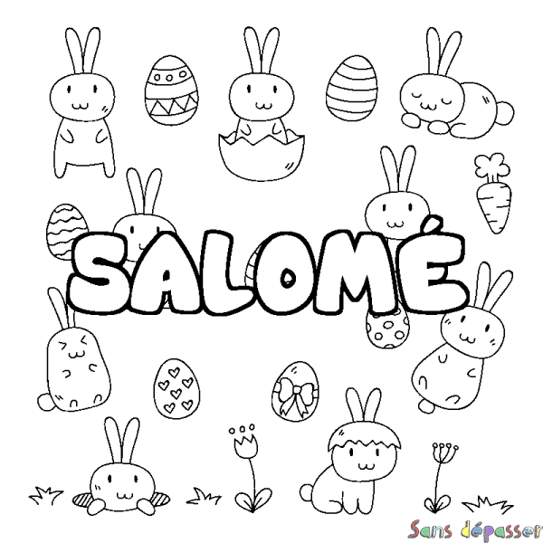 Coloriage pr&eacute;nom SALOM&Eacute; - d&eacute;cor Paques
