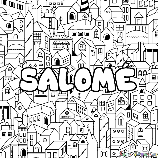 Coloriage pr&eacute;nom SALOM&Eacute; - d&eacute;cor Ville