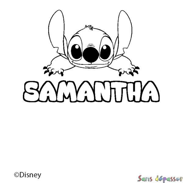 Coloriage pr&eacute;nom SAMANTHA - d&eacute;cor Stitch