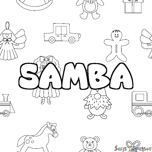 Coloriage prénom SAMBA - d&eacute;cor Jouets
