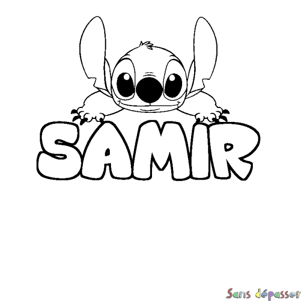 Coloriage prénom SAMIR - d&eacute;cor Stitch