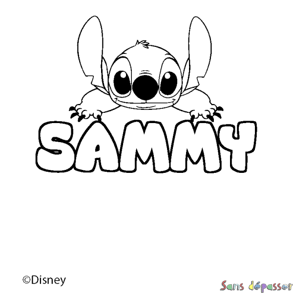 Coloriage pr&eacute;nom SAMMY - d&eacute;cor Stitch