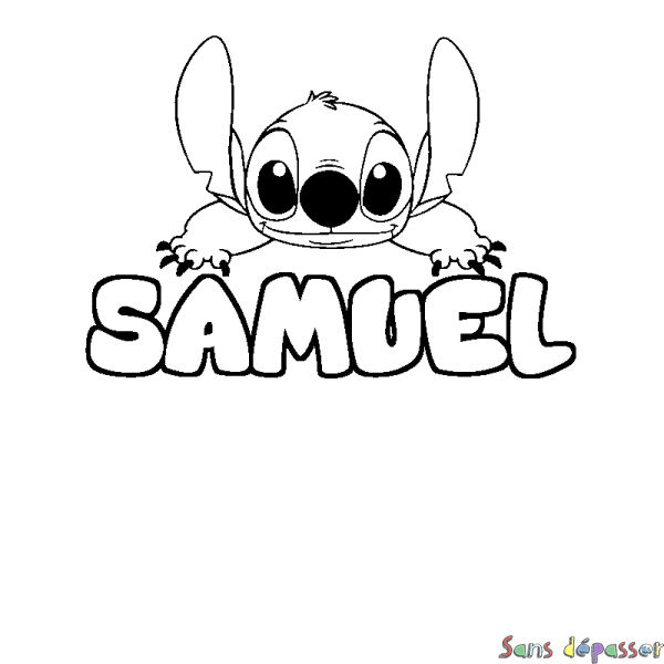 Coloriage prénom SAMUEL - d&eacute;cor Stitch