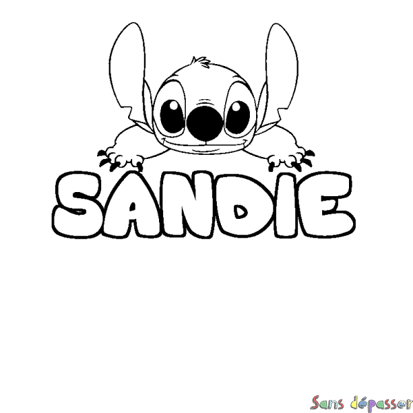 Coloriage prénom SANDIE - d&eacute;cor Stitch