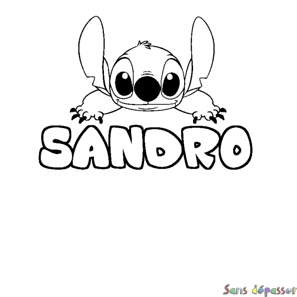 Coloriage prénom SANDRO - d&eacute;cor Stitch