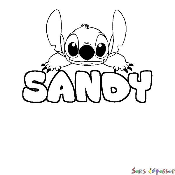 Coloriage prénom SANDY - d&eacute;cor Stitch