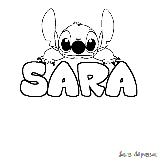 Coloriage prénom SARA - d&eacute;cor Stitch