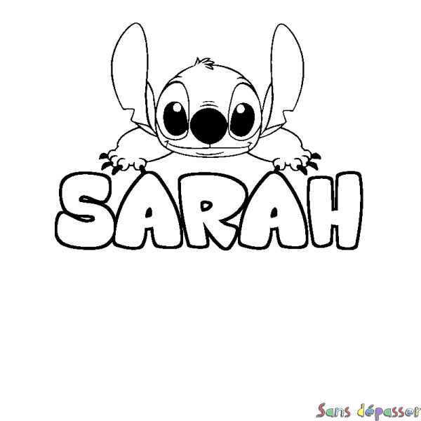 Coloriage prénom SARAH - d&eacute;cor Stitch