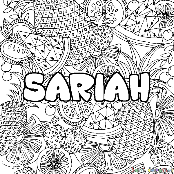 Coloriage prénom SARIAH - d&eacute;cor Mandala fruits