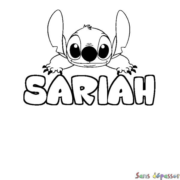 Coloriage prénom SARIAH - d&eacute;cor Stitch