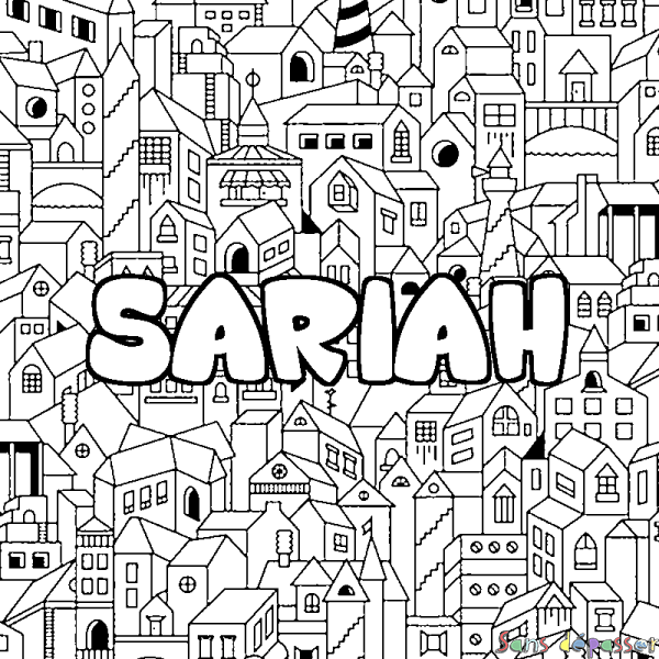Coloriage prénom SARIAH - d&eacute;cor Ville