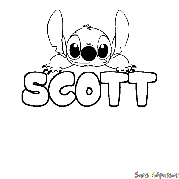 Coloriage prénom SCOTT - d&eacute;cor Stitch