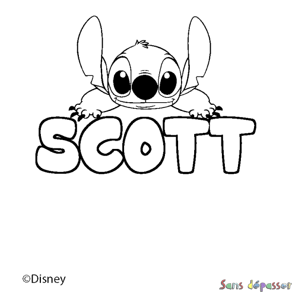 Coloriage pr&eacute;nom SCOTT - d&eacute;cor Stitch