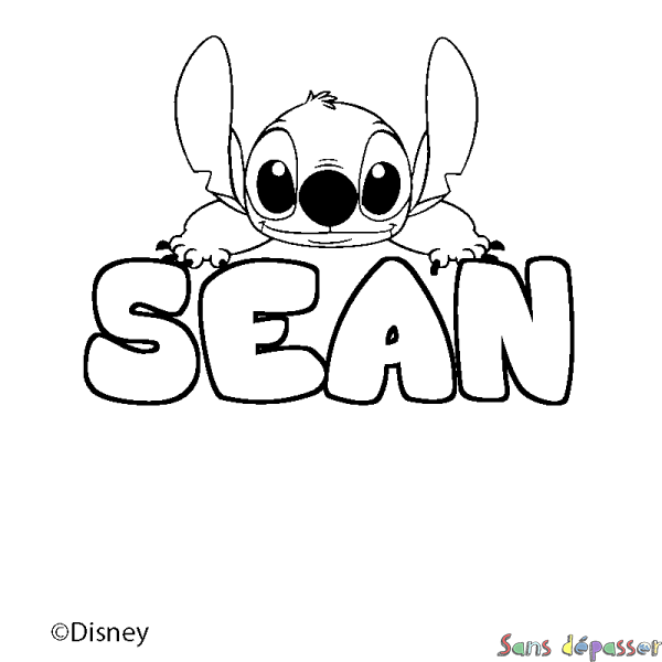 Coloriage pr&eacute;nom SEAN - d&eacute;cor Stitch