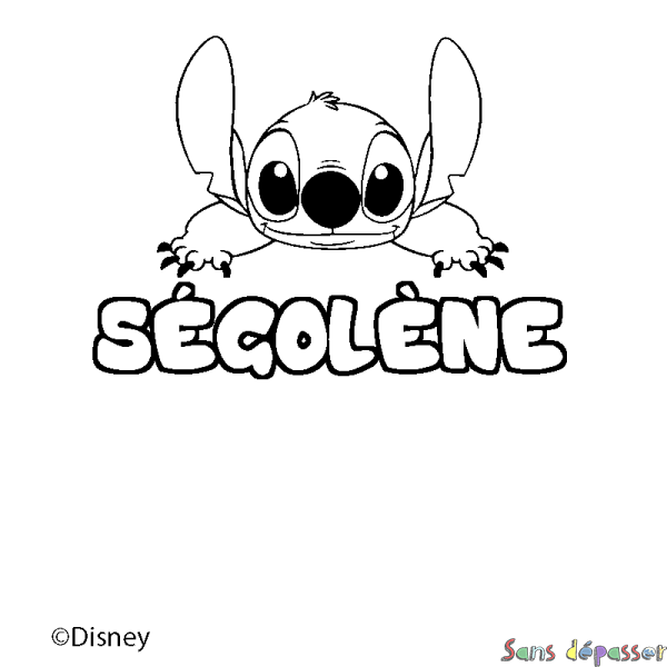 Coloriage pr&eacute;nom S&Eacute;GOL&Egrave;NE - d&eacute;cor Stitch