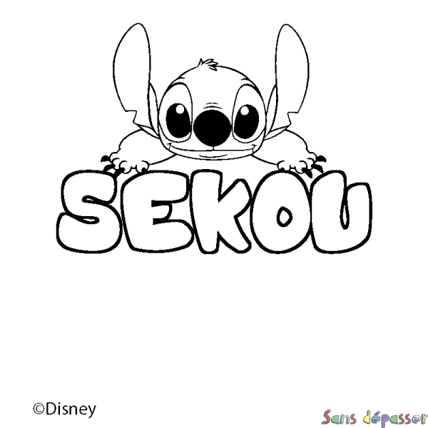 Coloriage pr&eacute;nom SEKOU - d&eacute;cor Stitch