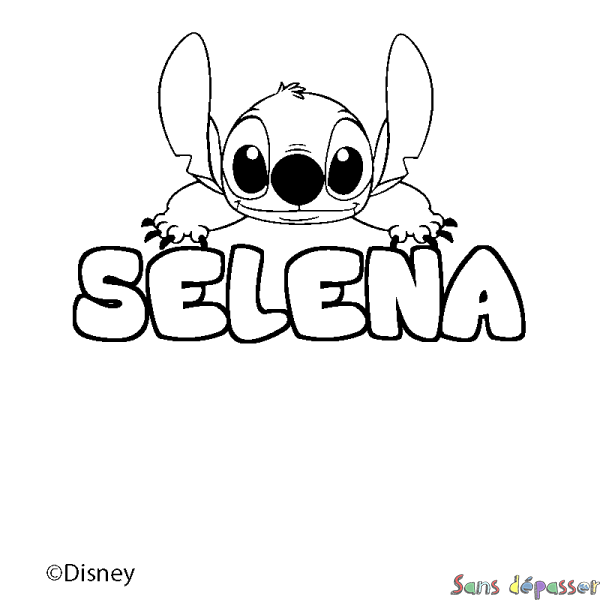 Coloriage pr&eacute;nom SELENA - d&eacute;cor Stitch