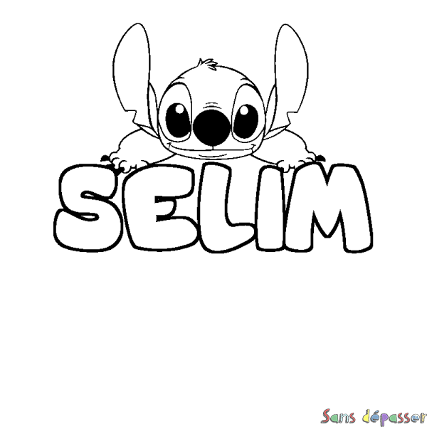 Coloriage prénom SELIM - d&eacute;cor Stitch