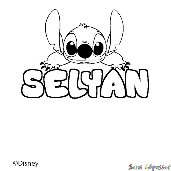 Coloriage pr&eacute;nom SELYAN - d&eacute;cor Stitch