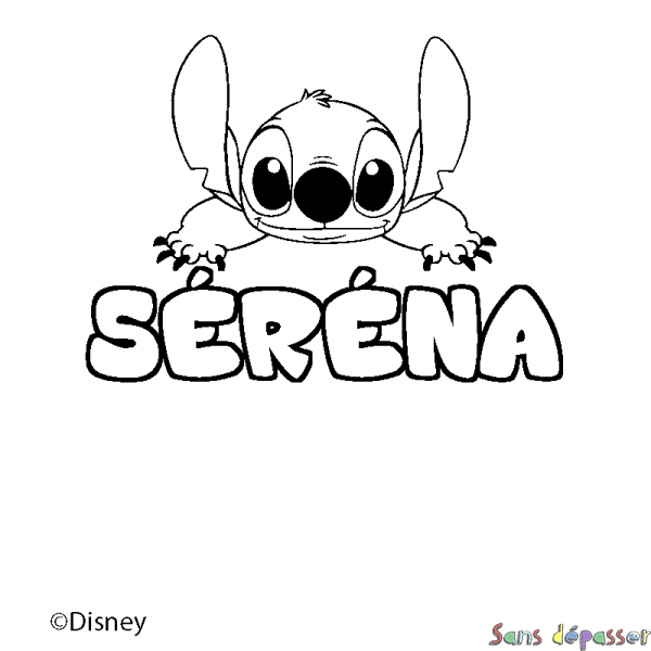 Coloriage pr&eacute;nom S&Eacute;R&Eacute;NA - d&eacute;cor Stitch