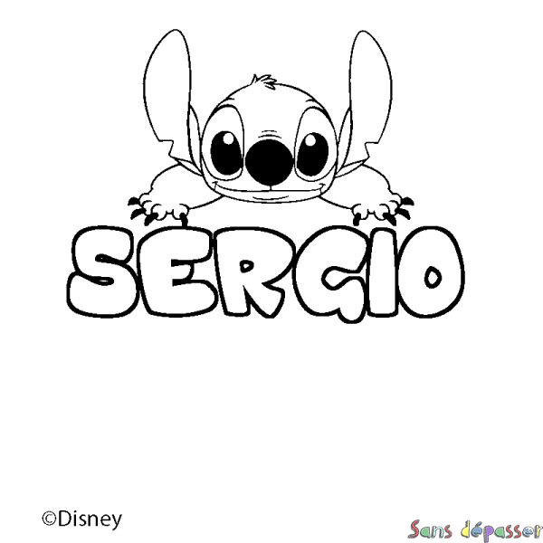 Coloriage pr&eacute;nom SERGIO - d&eacute;cor Stitch