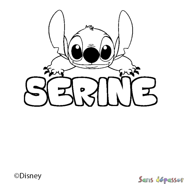 Coloriage pr&eacute;nom SERINE - d&eacute;cor Stitch
